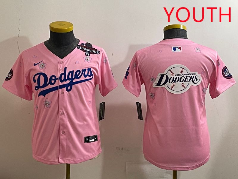 Youth Los Angeles Dodgers Blank Pink Sakura Edition 2025 Nike MLB Jersey style 26